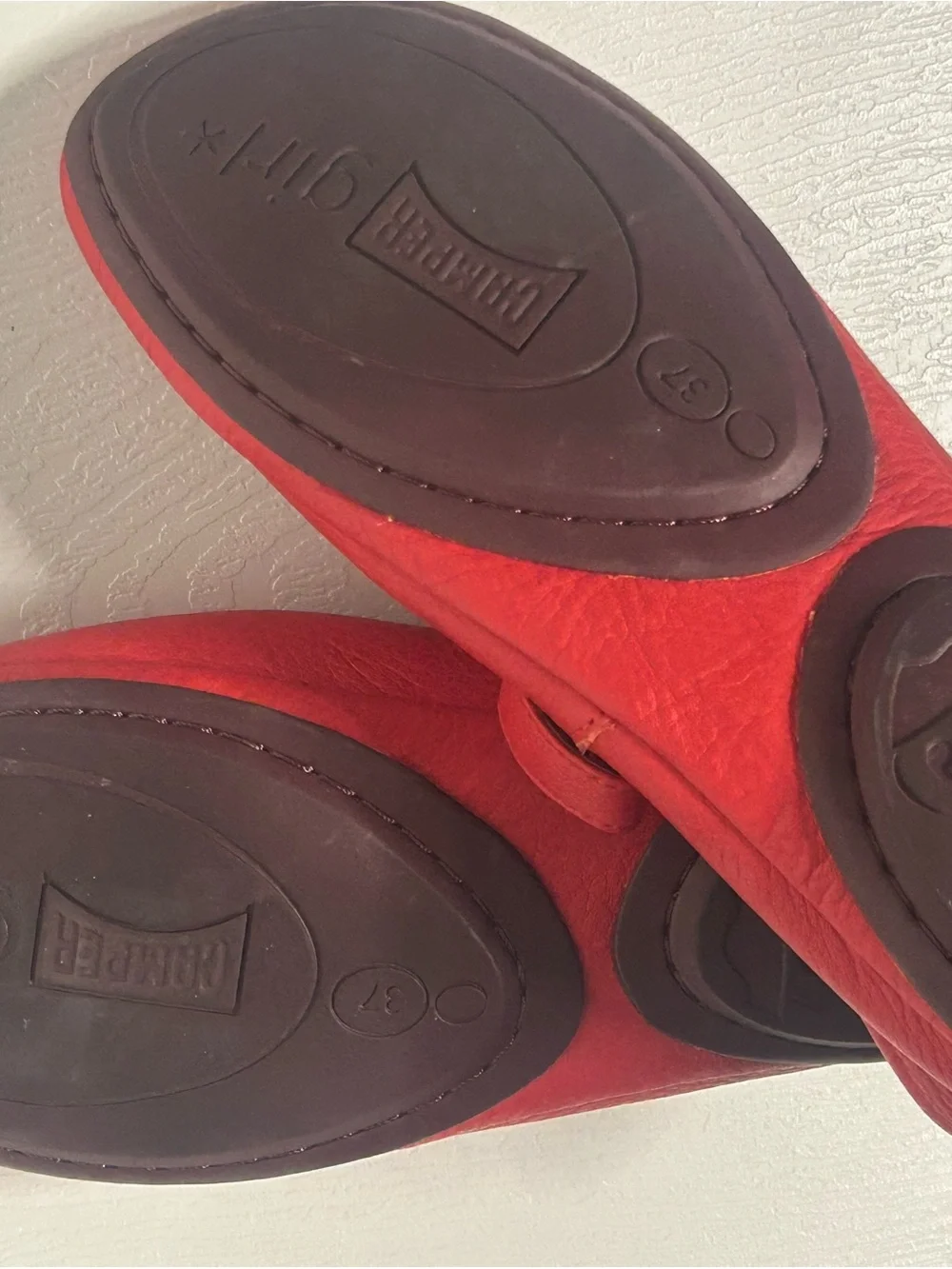 Camper Right Nina Red Leather Mary Jane Flats